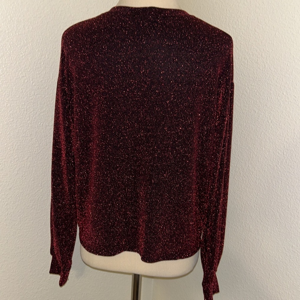 Red Black Sparkly Karen Kane Festive Holiday Top Size Medium M - Picture 2 of 4